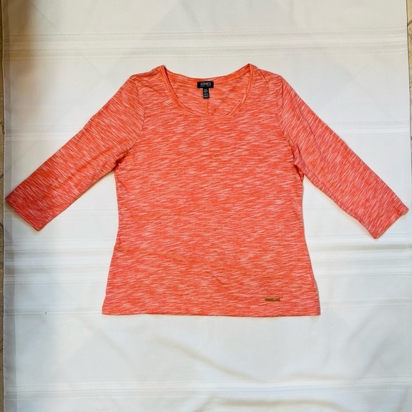 $5 ADD ON with $15+ Bundle  Jones New York 3/4 Sleeve T-shirt Sz XL Coral Orange - Picture 4 of 12